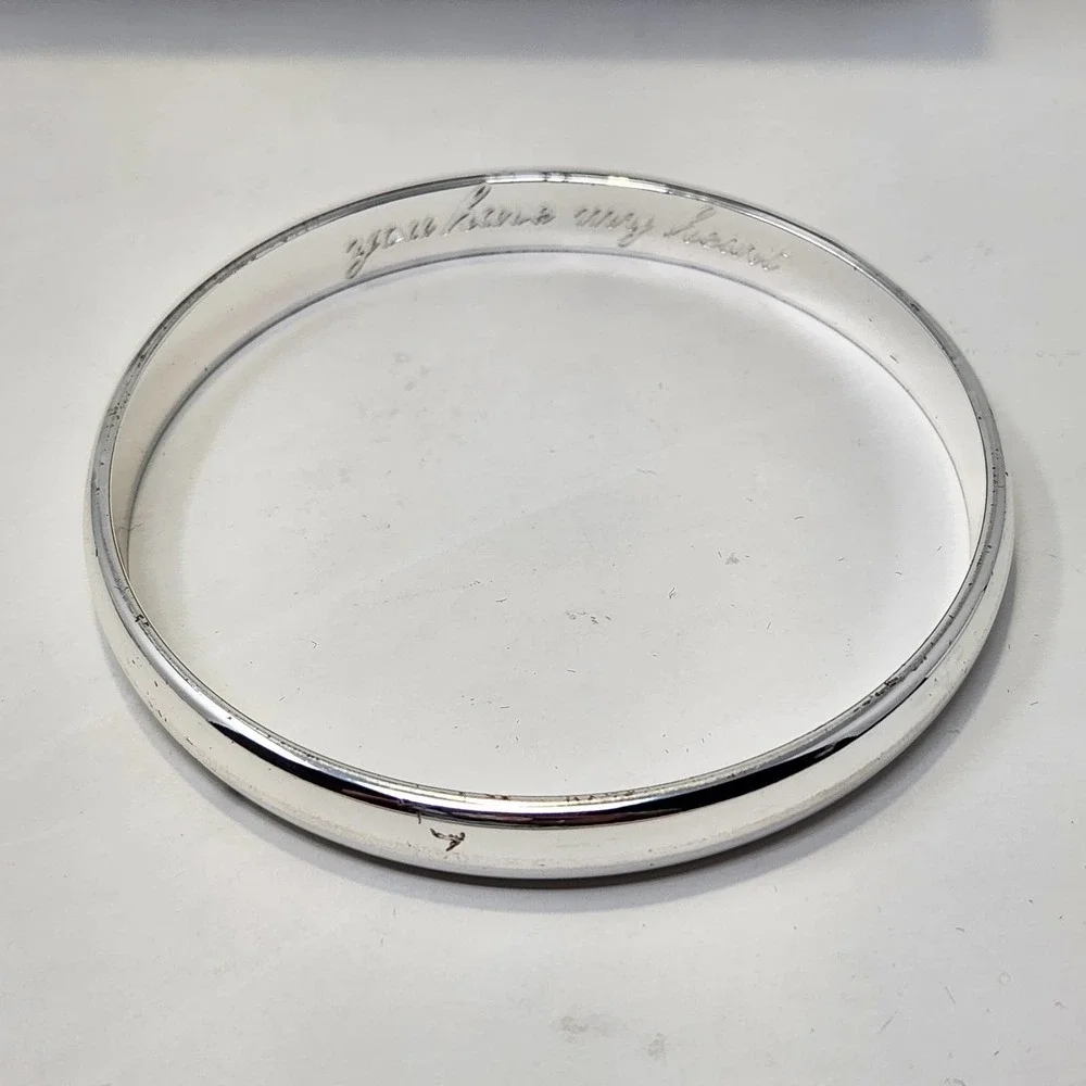 Dream Revel Keep Silver Tone Bangle Bracelet You Have My Heart Engraved Gift - Picture 4 of 8